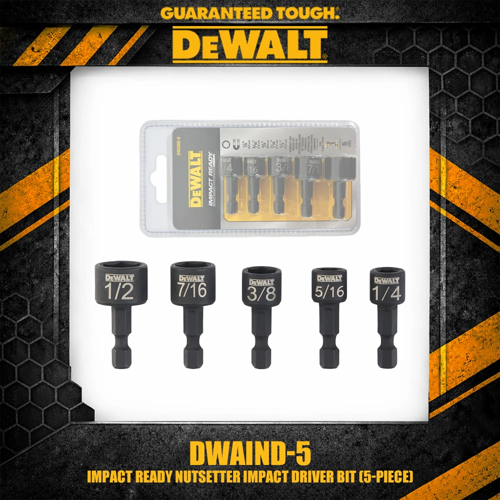 DEWALT DWAIND-5 Impact Ready Nutsetter Impact Driver Bit 5-Piece Power Tool Accessories