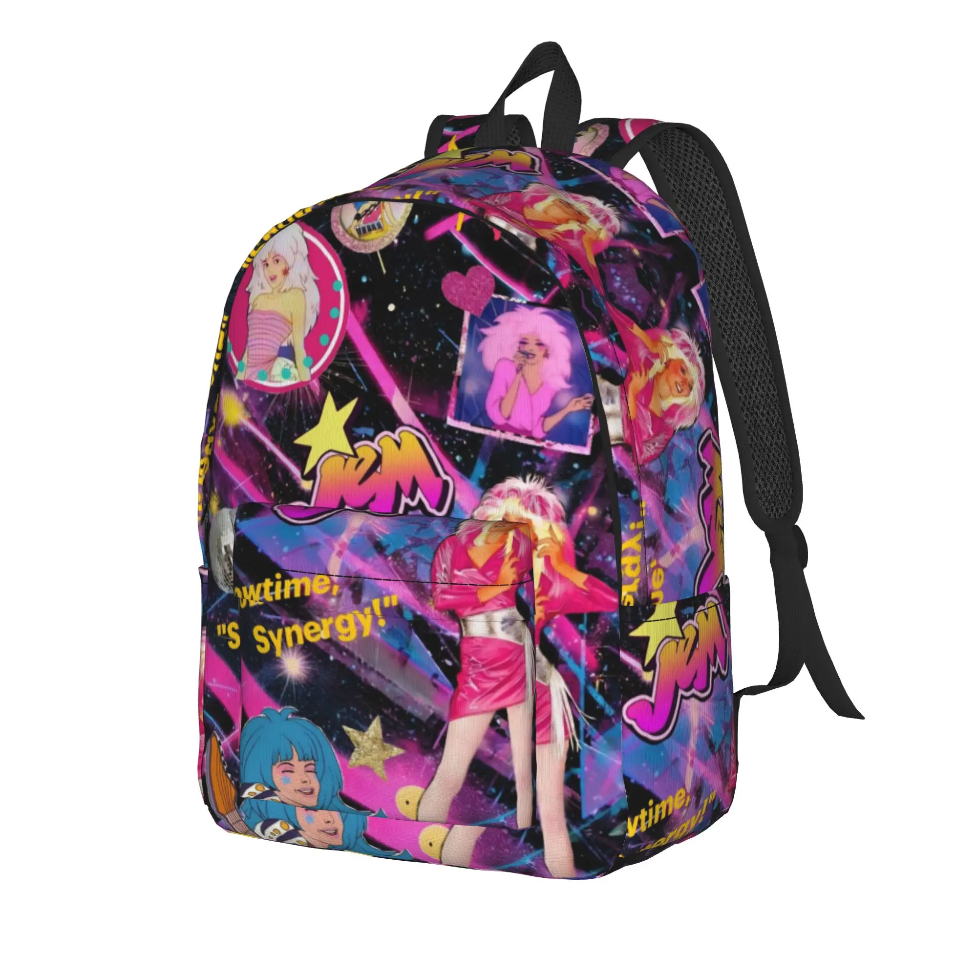 Jem And The Holograms Casual Backpack Outdoor High School Hiking Travel  Daypack for Men Women Laptop Computer Canvas Bags