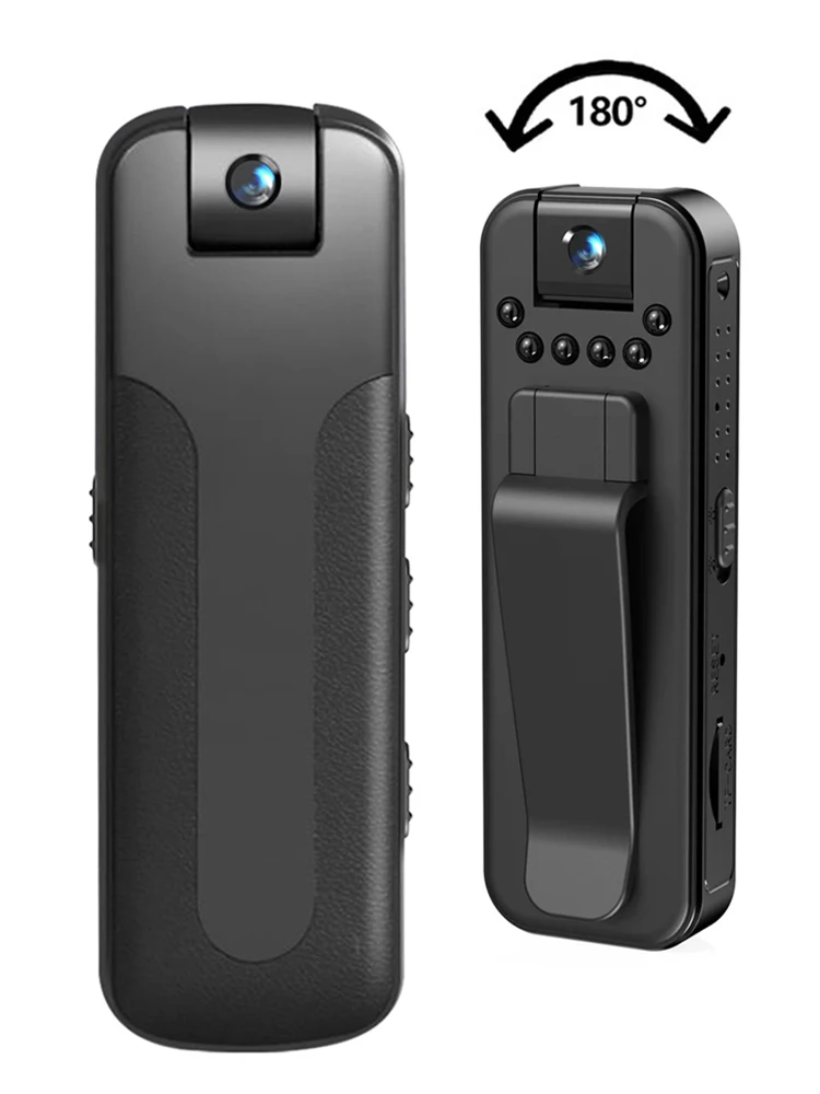 64GB 1080P Mini Clip Video Camera 180-degree Rotary Lens Night Vision Sports Camera Surveillance Camcorder Voice Recorder