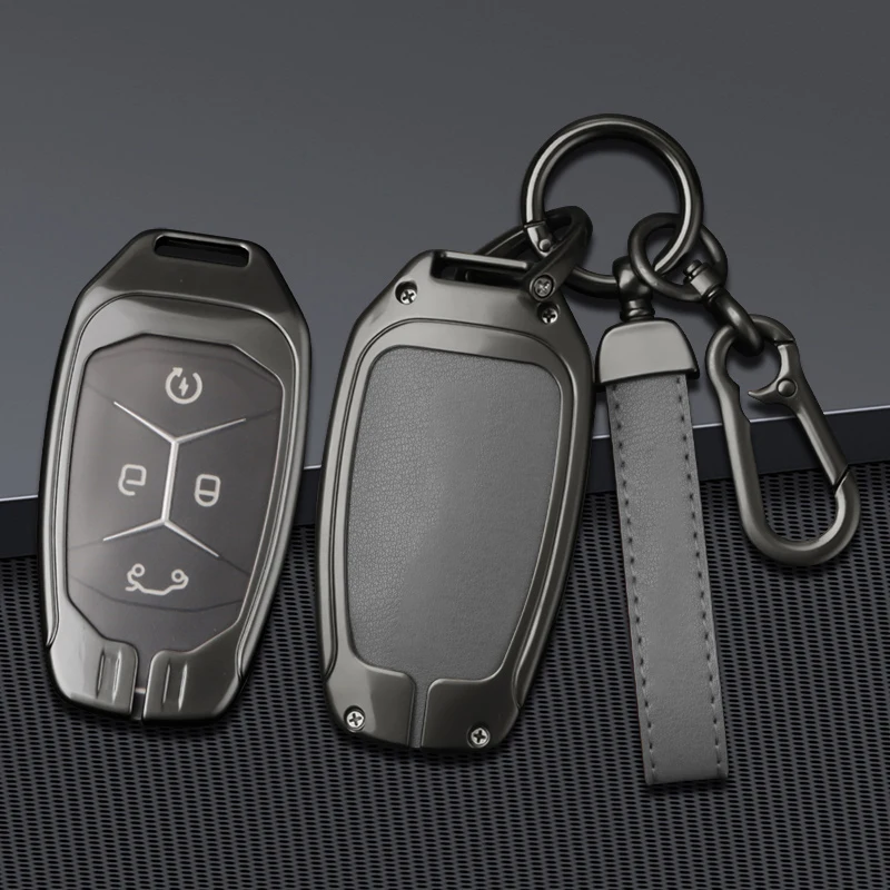 Zinc Alloy Leather Car Remote Key Case Cover Protect Shell Bag For LYNK&CO 05 01 02 03 06 09 Lynk Co 4 Button Auto Accessories