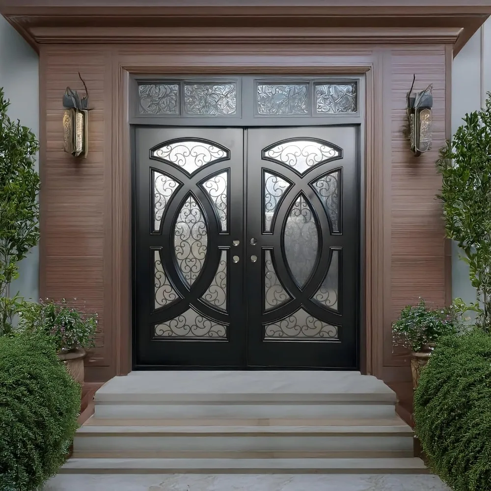 Elegant Exterior Composite Door AR06W Triple Iron Glass Espresso LH W72 H80
