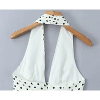 YENKYE French Style Retro Polka Dot Deep V Halter Dress Women Sexy Backless A-line Slim Sweet Elegant Mini Dresses Summer Robe - Image 5