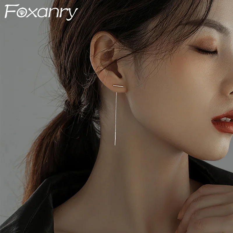 Foxanry Long Chain Tassel Earrings For Women Girls Minimalist New Fashion Creative Prevent Allergy Wedding Bride Jewelry Gifts