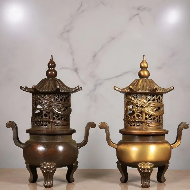 small tower , aromatherapy , home indoor brass smoke-watching incense burner, decorative craft item