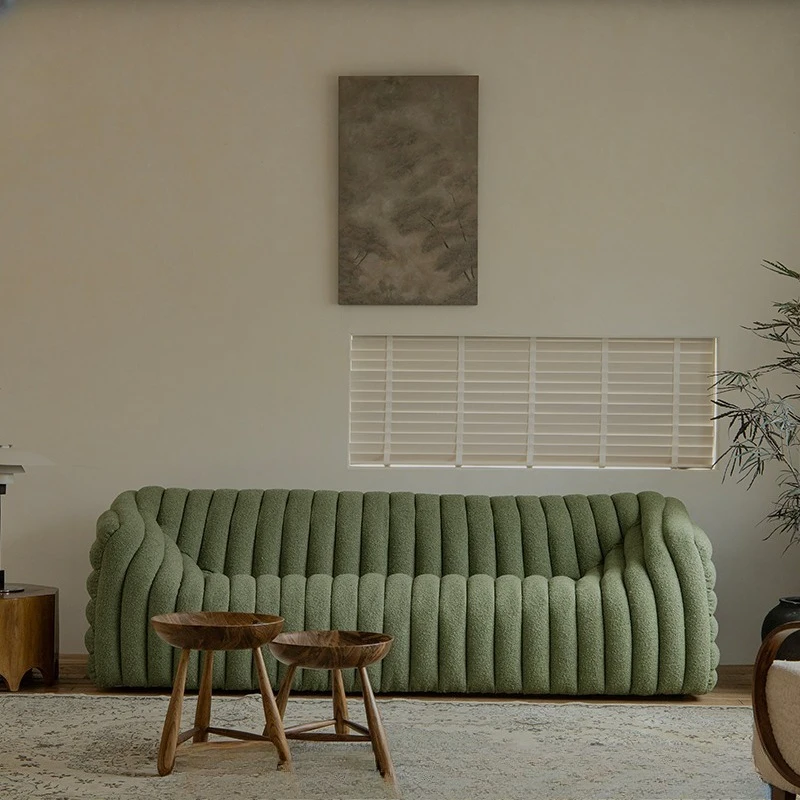 أريكة عش صوف الضأن على الطراز الفرنسي القديم لغرفة المعيشة صف مستقيم لشخص واحد مصمم أريكة قماش غير رسمية من القرون الوسطى