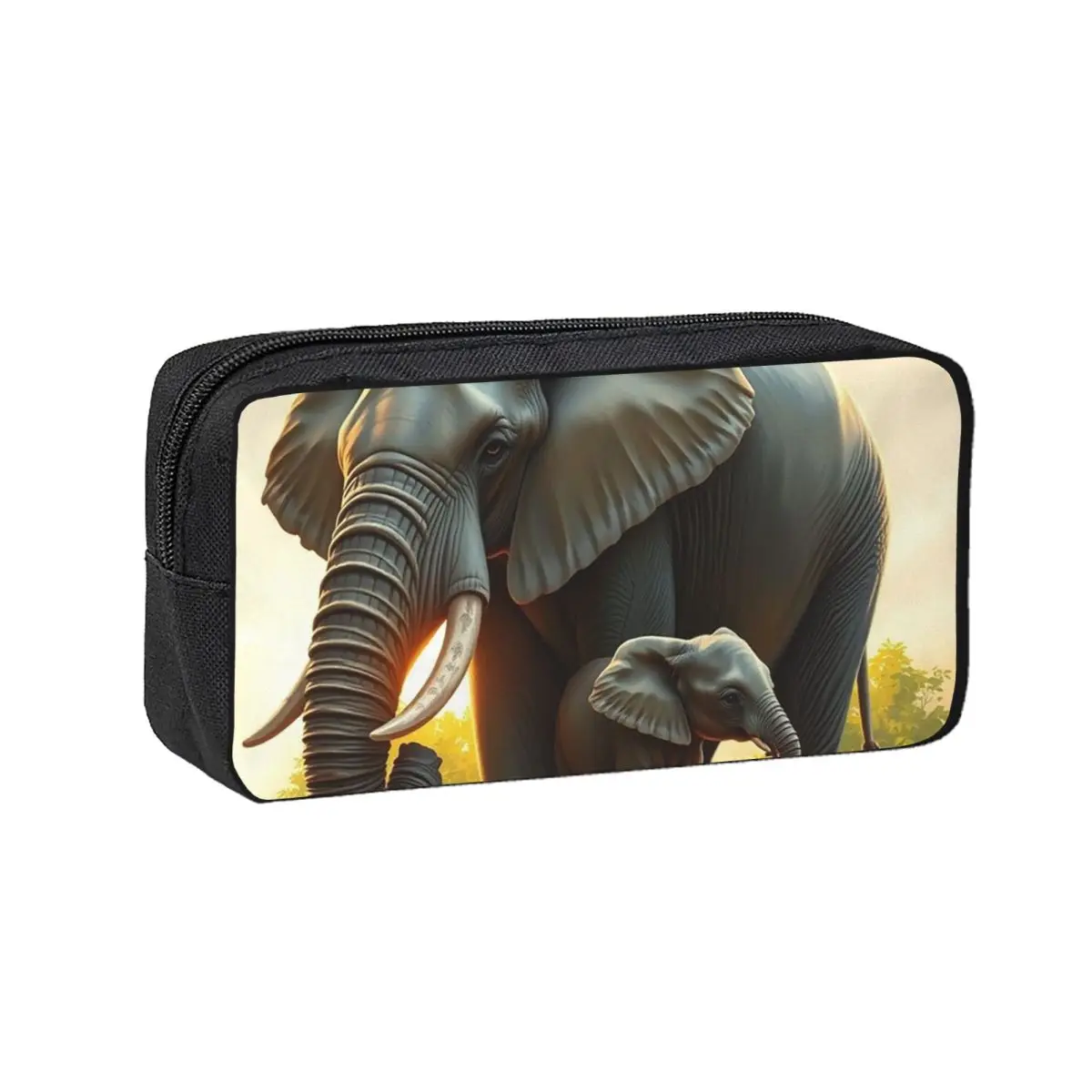 Estuche para lápices con diseño de elefante majestuoso y su elefántico bebé, caja para bolígrafos, bolsa para lápices, estuche grande para guardar lápices, artículos de papelería