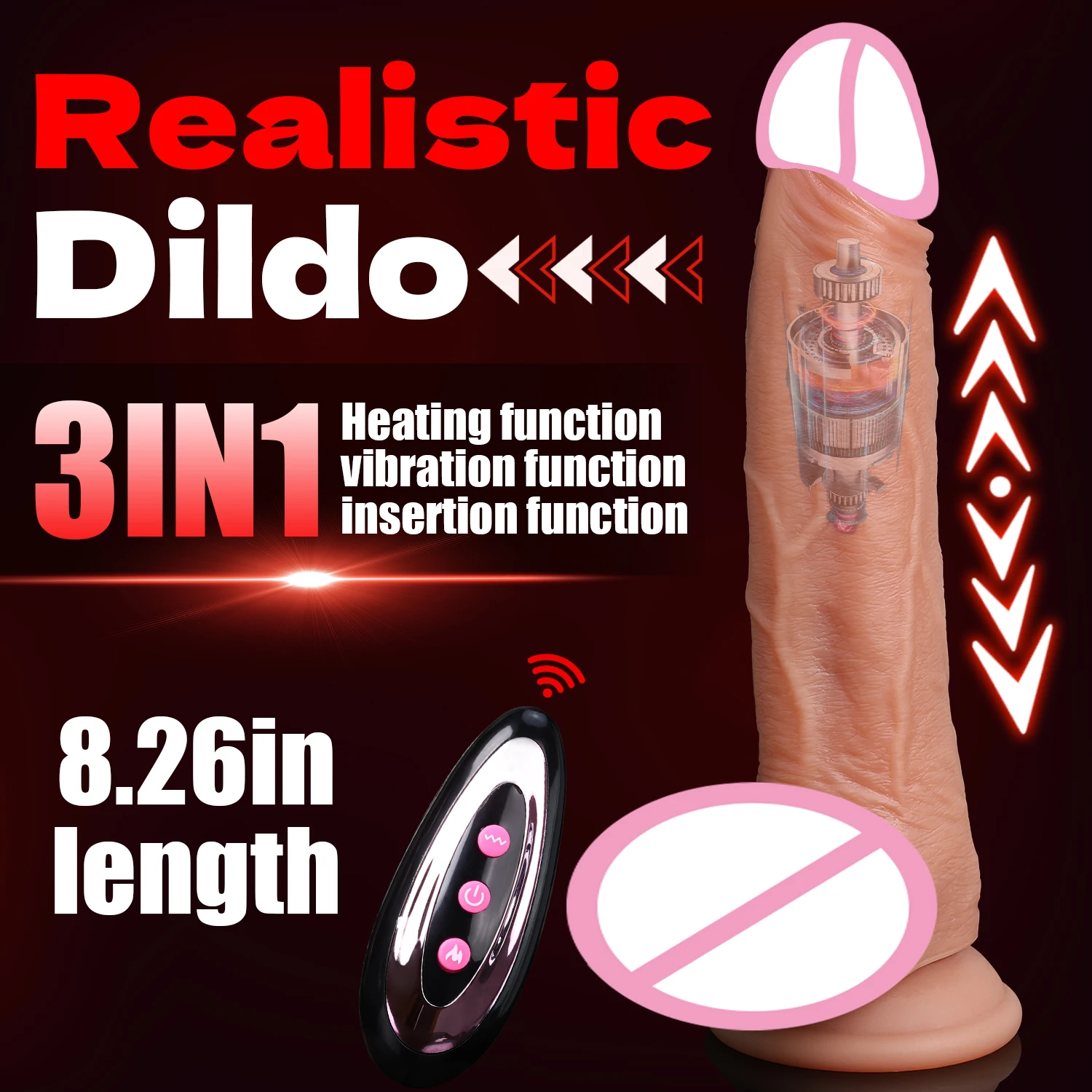 3-in-1 Realistic Dildo Telescopic Rotating Vibrator Penis Adult Dick Vagina Masturbation Dick Heating Dildos Sex Toys For Women
