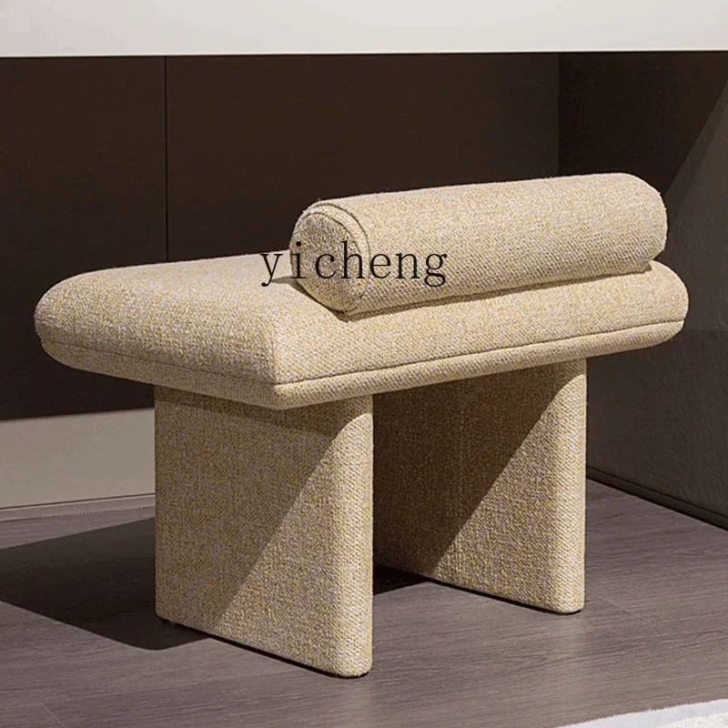 TQH minimalist fabric dressing stool bedroom shoe changing stool soft bag seat cushion beige cloakroom stool