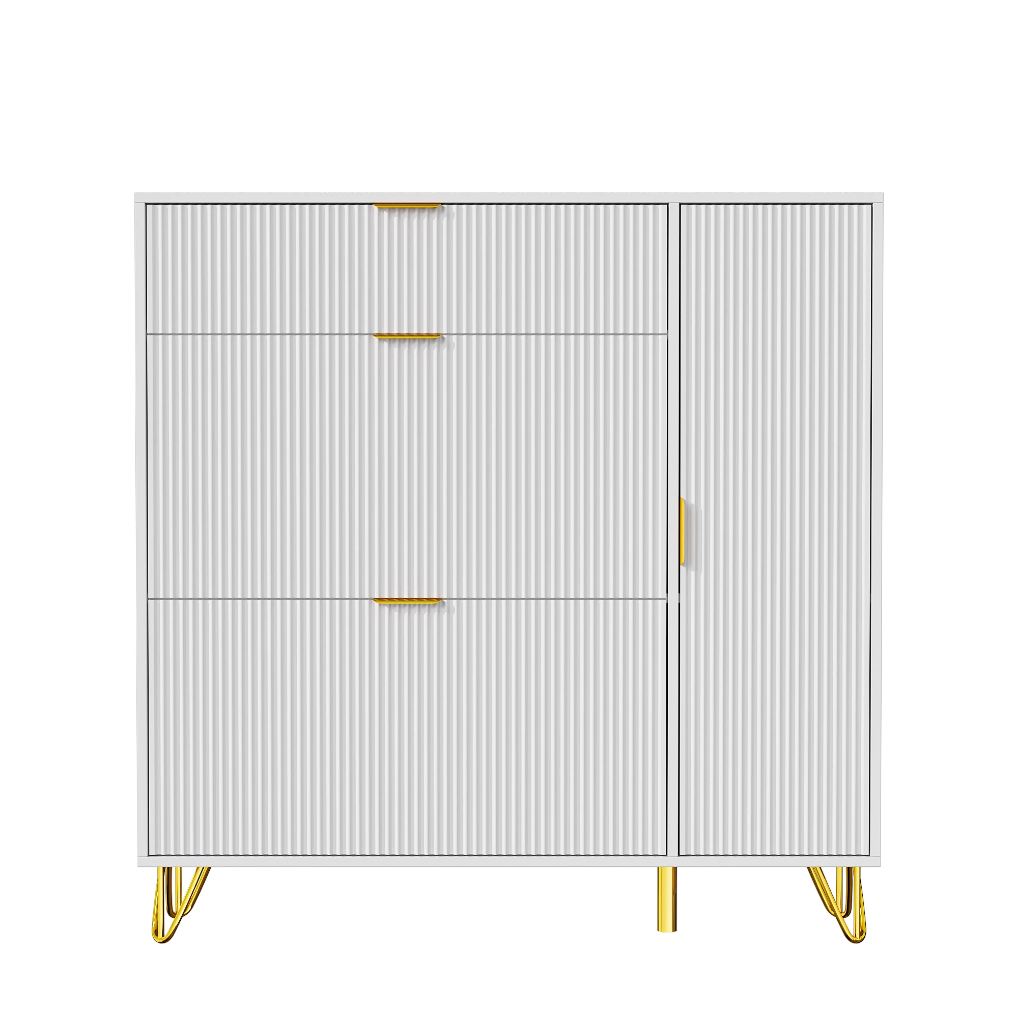 Comanlai moderne luxe schoenenkast, witte opbergkast, 110x24x114,5 cm, 3-laags opberg- en zijkasten
