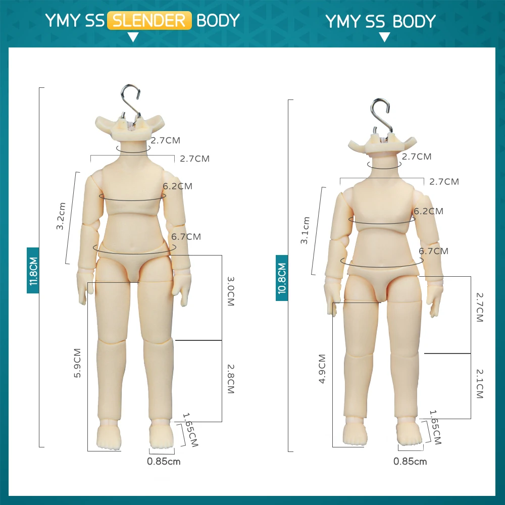 YMY doll body Ob11 Milk white skin S hook movable joint Anime Figure Doll accessories For Obitsu11 GSC STO 1/12 BJD Doll Head