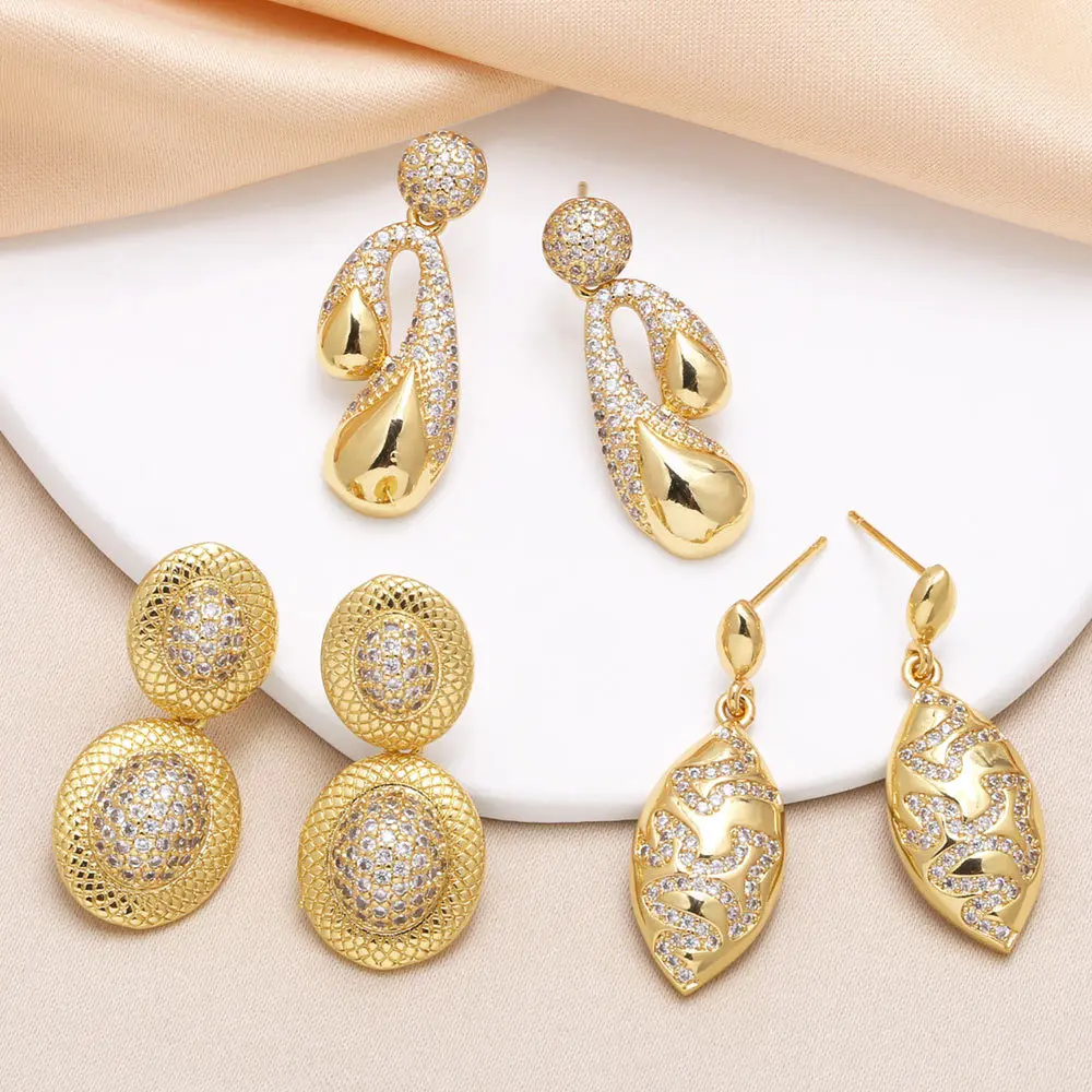 Newly Designed Irregularly Shaped Brass Earrings cubic zirconia for Fashionable Women