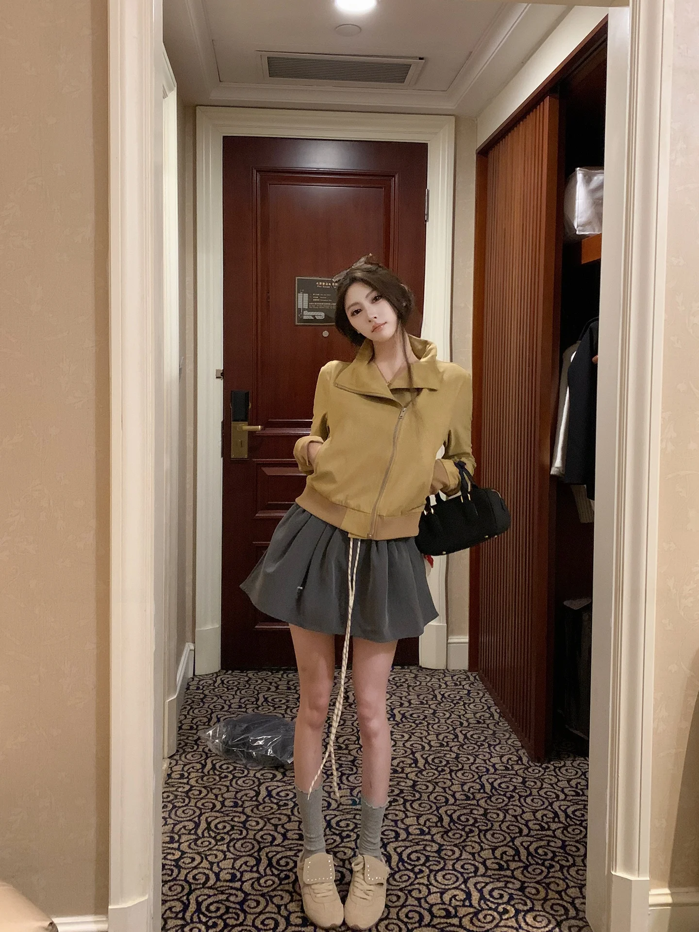 

F Project Miu Sli Women's Vintage Pure Desire Bowtie College Sle Flower Bud f Skirt Pants Versatile High Waist Polye...