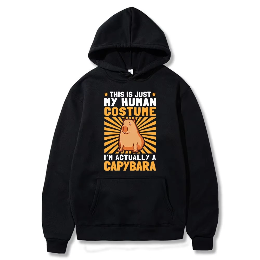 2026 Cute Cool Ok I Pull Up Capybara Print Hoodie Men's Fashion Casual Oversized Hooded Sweatshirts Gothic Pu