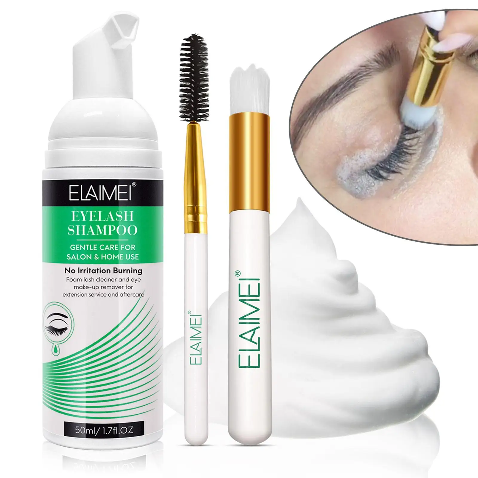 50ml EyeLashes Foam Cleaner Kit Eyelash Extension Glue Shampoo Mild Quick Makeup Remover No Stimulation For EyeLashes C5Y6