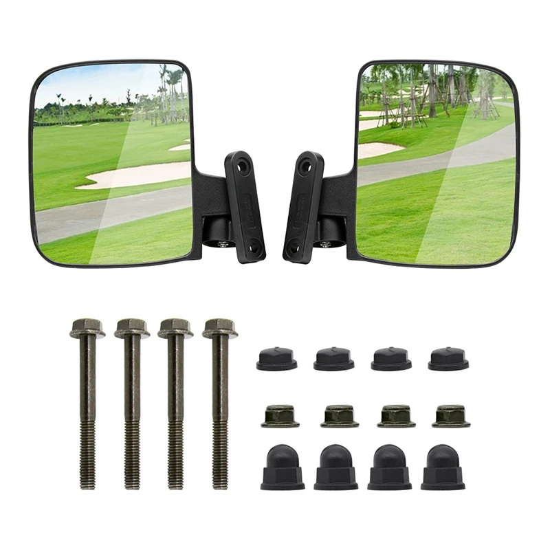 No-Drilling Required Golf Cart Folding Side View Mirrors Compatible For Club Car, EZGO, Yamaha,Star,Carts Side Mirror