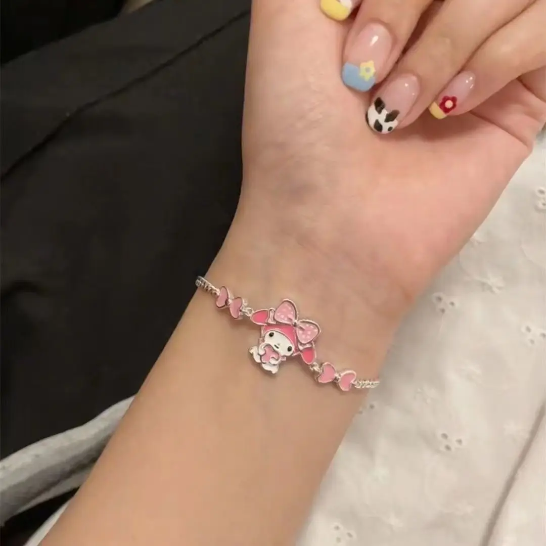 Kawaii Cartoon Bracelet 925 Silver My Melody Cinnamoroll Bracelets Pendant For Women Girl Lady Wedding Birthday Gift image 3