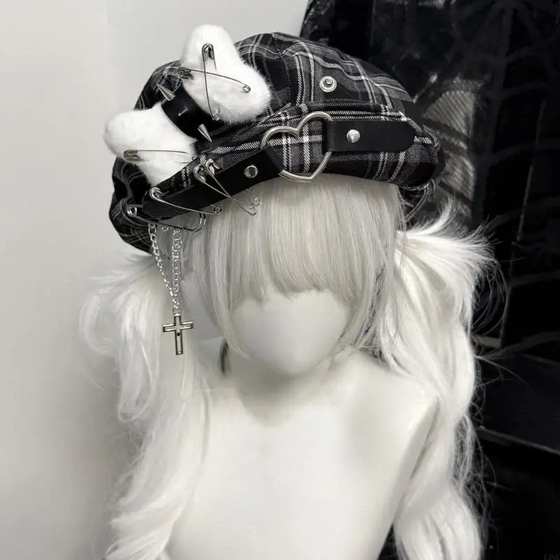 

Y3ne Dark Hat Hat Heart Painter Hat Baker Boy Hat для уличной прогулки Dark Fashion Hat реквизит