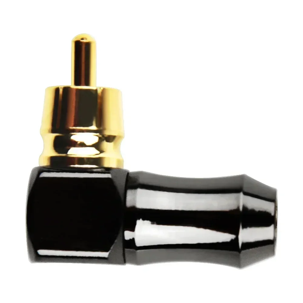 RCA Right Angle Male Plug Copper Audio Video Connector Soldering Adapter Brass Plated Connector Fits Up To 6mm Cable