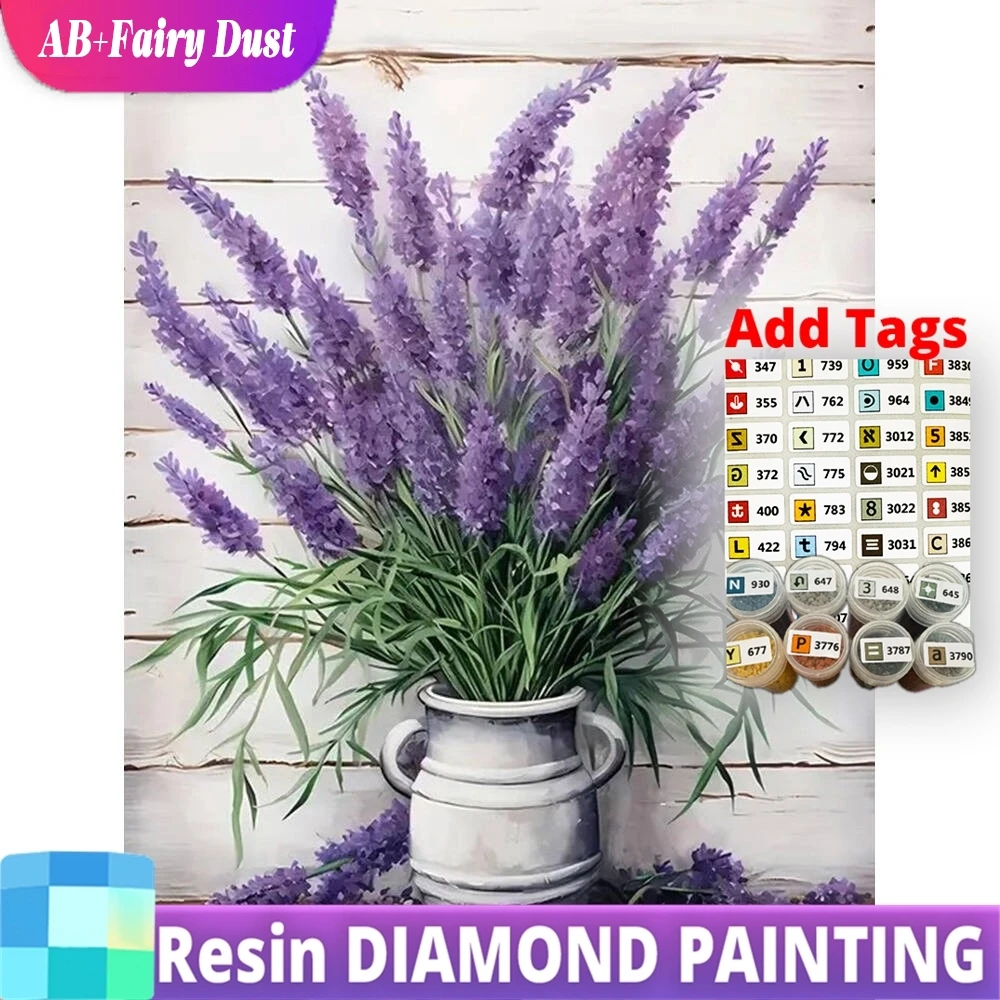 

Resin AB Fairy Dust DIY Diamond Painting Flower New Collection Craft Kit Mosaic Vase Picture Of Rhinestones Wall Decoration