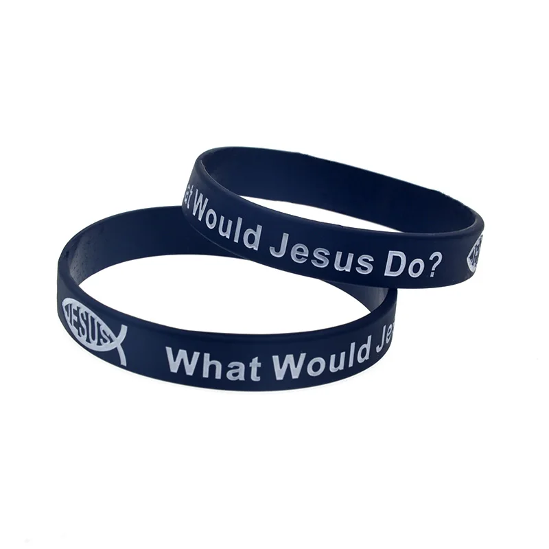 50 Stück „Was würde Jesus tun?“-Armbänder aus Silikonkautschuk, christliche Armbänder, Erwachsenengröße, 4 Farben. – Detail 9