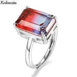 Kolmnsta Women Crystal Glass Adjustable Rhinestone Opening Ring Engagement Wedding Finger Rings Fashion Jewelry Girlfriend Gift