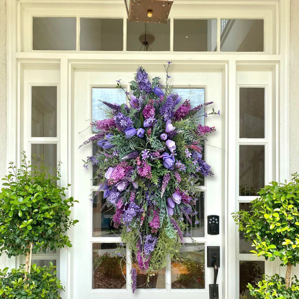 

Spring Purple Tulip Wreath Lilac Tulip Hydrangea Colourful Spring/Summer Wreath Home Decoration