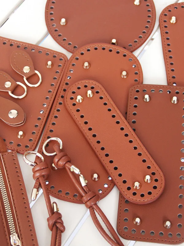 Handcrafted PU Leather Base DIY Oval Square Bag Accessories Bucket Bag Vegetable Basket Brown Bag Bottom Tray