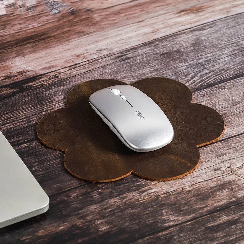 

Retro Genuine Leather Flower Mouse Pad Comfortable Durable Ergonomic Thicken Mice Mat Home Office Supplies