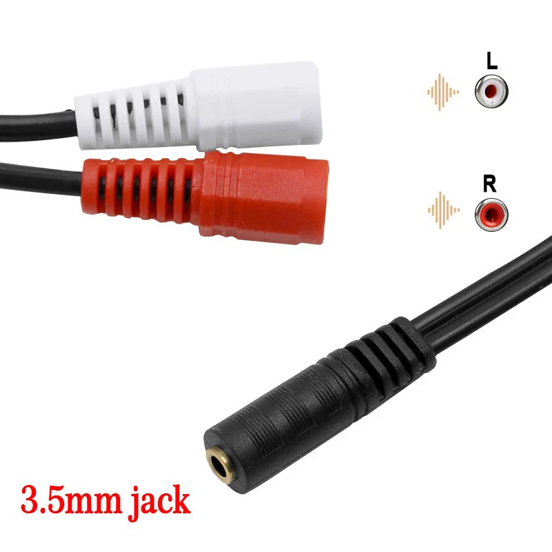 Nku RCA kabel 3.5mm Jack Stereo żeński do 2 RCA R/L męski Adapter 3.5 AUX Y kabel Audio do wzmacniacza głośnikowego