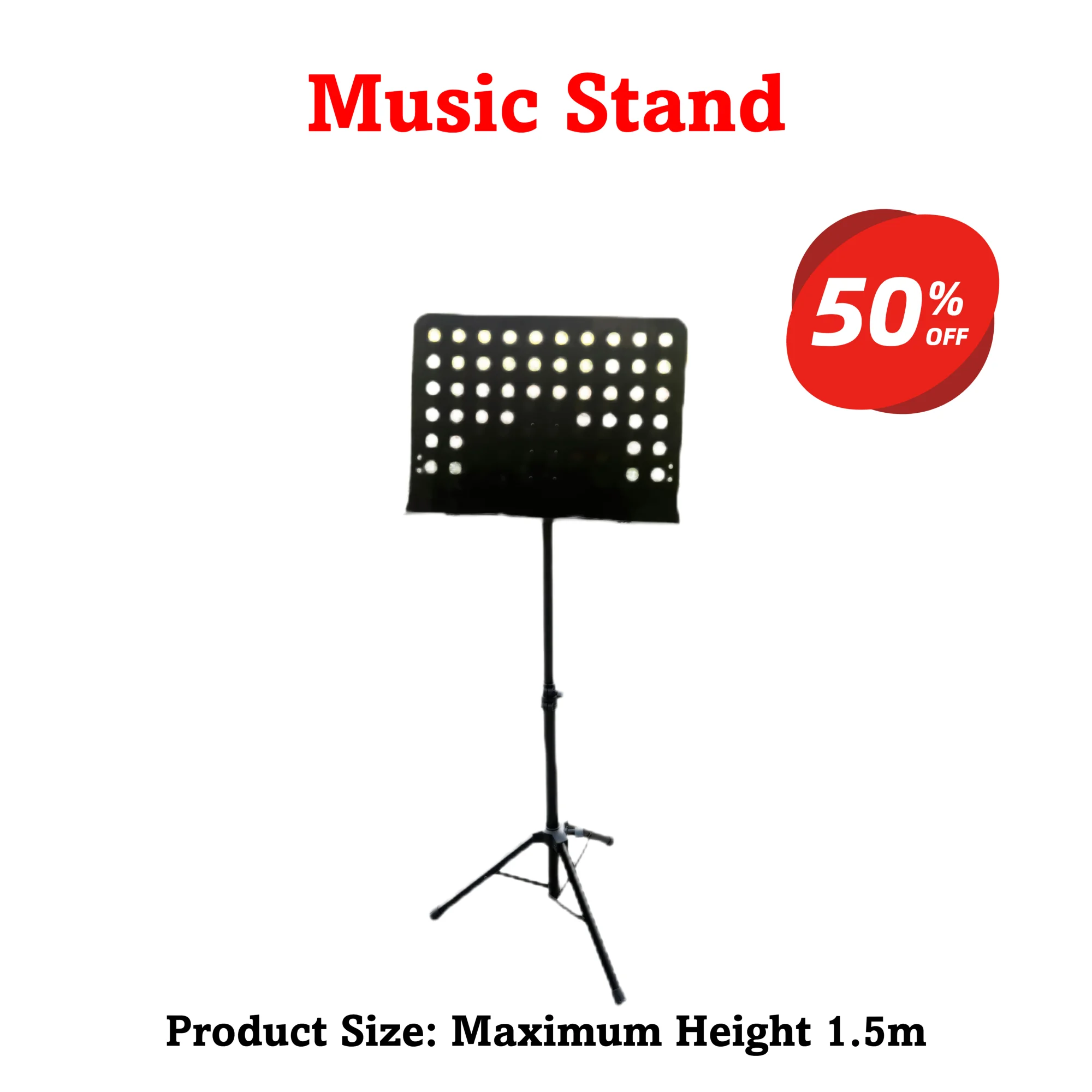 

Black Large-Size Telescopic Foldable Music Stand - Professional & Home Use Guitar Sheet Holder