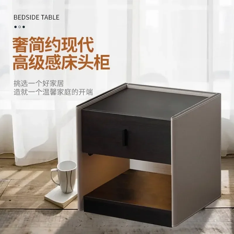 Wholesale Khaki Simple Modern Assembly Small American Bedroom Multifunctional Adult Induction Light Board Bedside Table