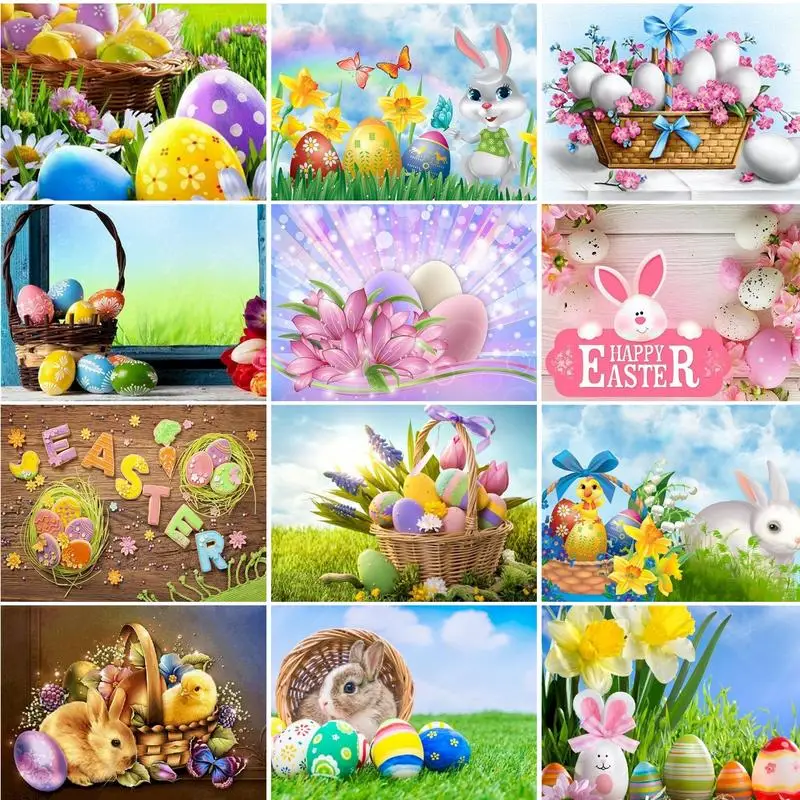 

GATYZTORY Colorful Eggs DIY Oil Pictures By Numbers Children Painting By Numbers Kits Drawing Canvas HandPainted Gift Home Decor