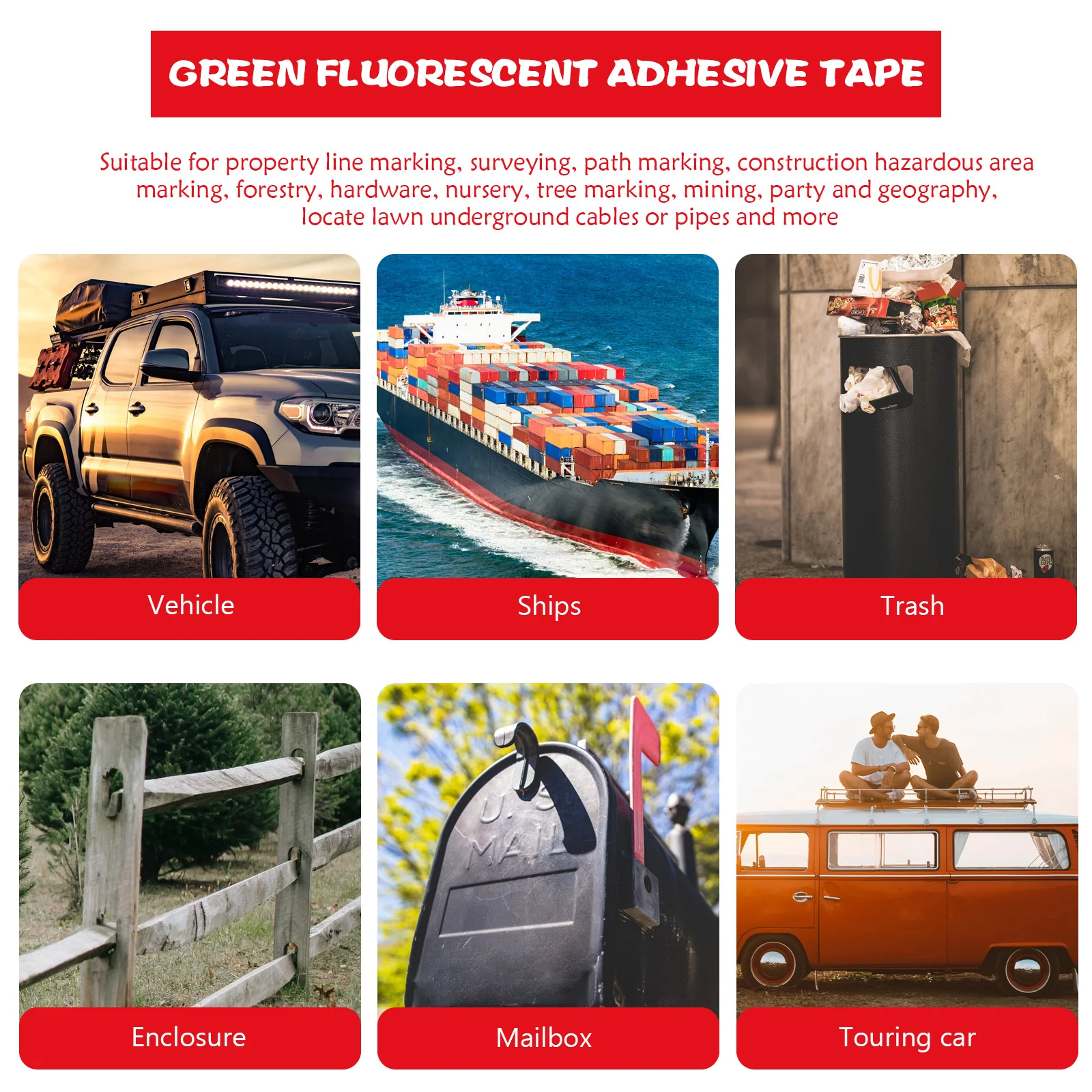 100 stks Nachtwaarschuwing Tape Glow In The Dark Fluorescerende Marker Voor Bouw Landmeetkunde Gazon Kabel Pijp Identificatie Party