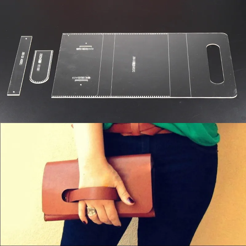 

1 комплект акрилового трафарета для кожаного ремесла, модный индивидуальный клатч, узор для шитья, размер 22x12x2,5 см