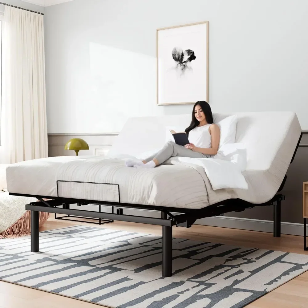 Bed Base Queen Size, Independent Head and Foot Incline, Wireless Remote Control with Quiet Motor,IElectric Bed Frame Retro