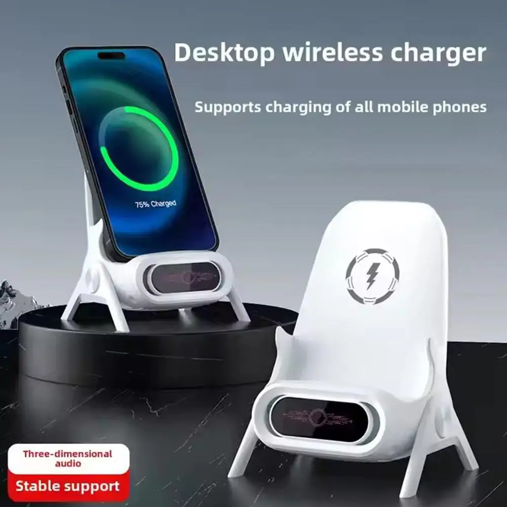 15W Wireless Magnetic Charging Base Phone Holder Desktop Multifunctional Creative Mini Chair Lazy Mobile Phone Holder Bracket