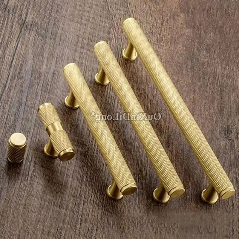 Brand New 2PCS Solid Brass Knurled Furniture Handles Drawer Knobs Cupboard Wardrobe Closet Dresser Bookcase Cabinet Pulls Pens