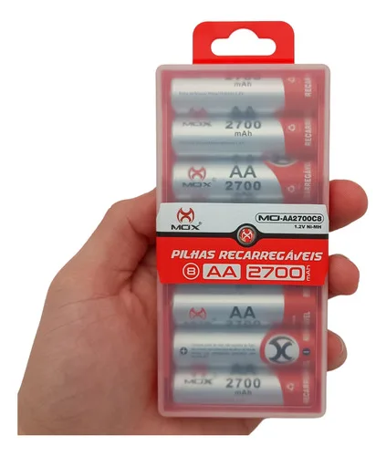 Case C/ 8 Batteries Aa 2700mAh Rechargeable Mox Battery 1.2V