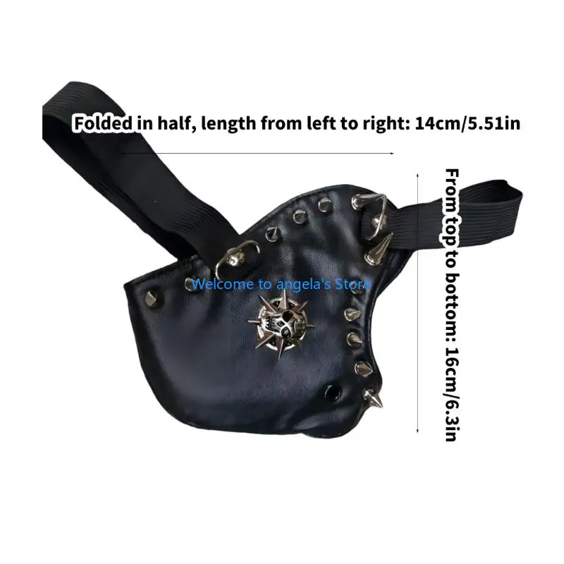 X4YC Steampunk Mask Cosplay Punk Half Face Mask Costume Face Mask with PU Leather Look, Metal Hardware, Elastic Straps and Front