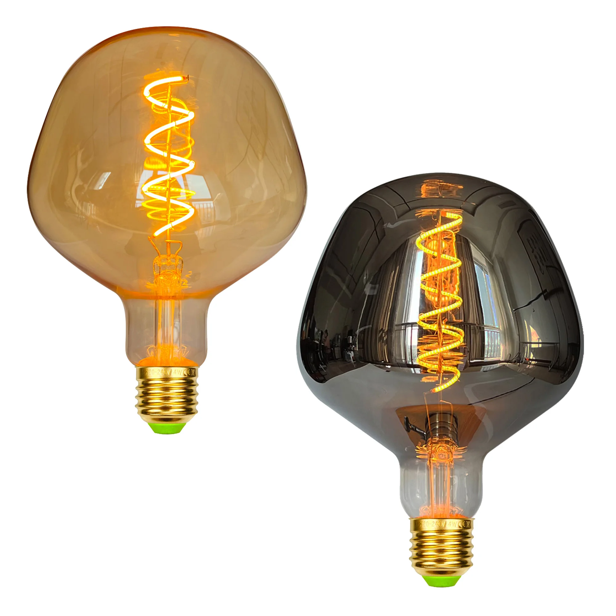 TIANFAN-Lâmpada LED Vintage, em forma especial, grande lágrima, G125, 4W, regulável, 220-240V, E27, luz decorativa, super amarelo, quente