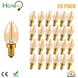 LED Night Light Bulbs C7 Chandelier E12 E14 Base Decorative Light Bulbs 0.5 Watts Christmas Small Candle Bulb 2200K Amber Glass