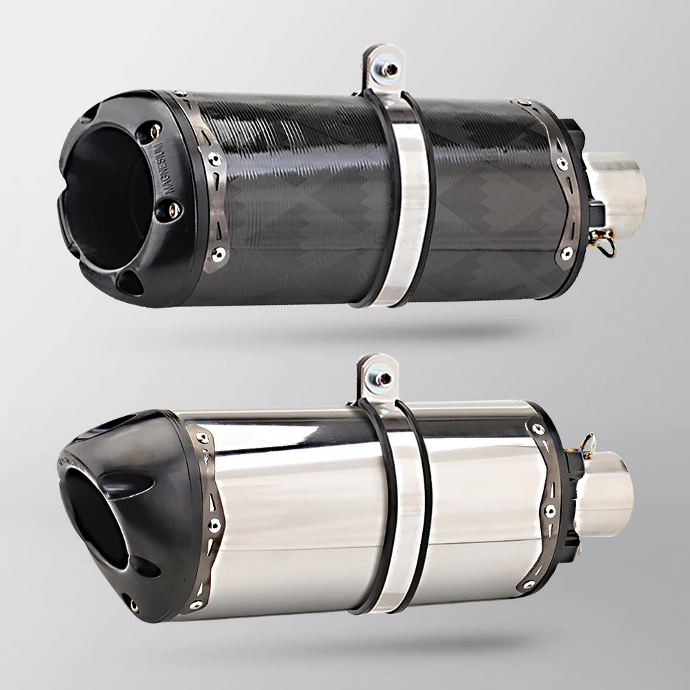 

51MM Universal Motorcycle Exhaust Carbon Fiber Muffler Pipe Escape Moto For CBR600 Z900 s1000 zx4r R11 R6 z10