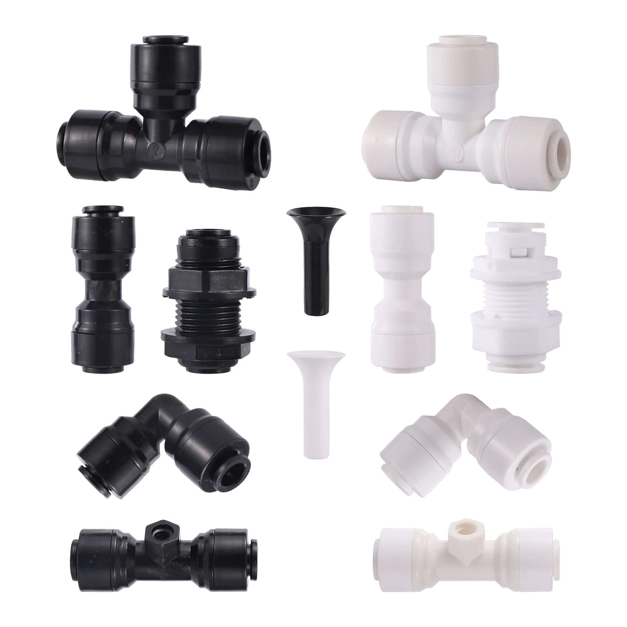 

10Pcs 1/4" 6.35Mm Bulkhead Union Connector Tee Elbow Aquarium Quick Coupling For RO Water System Plastic Pipe Fittings Connector