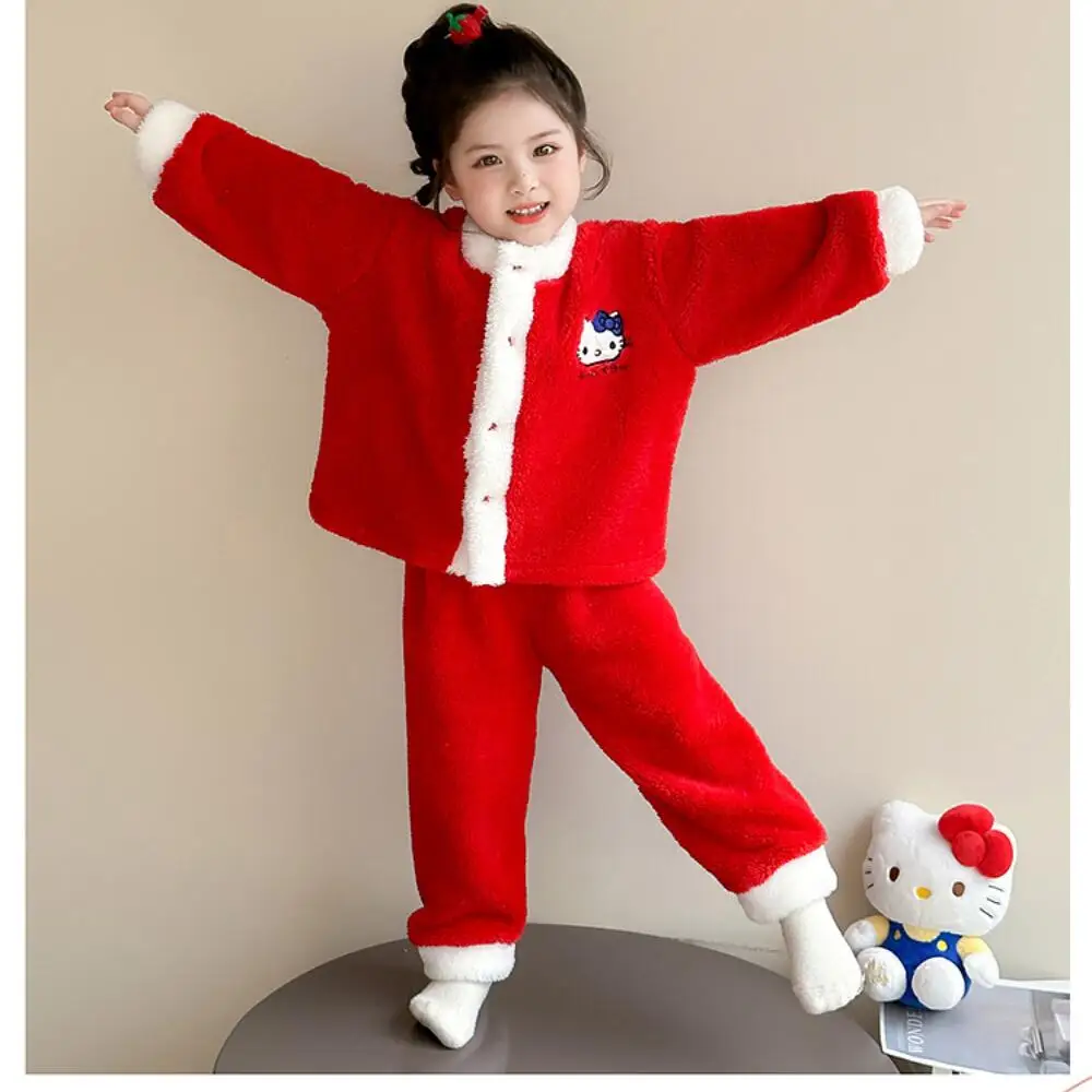 الفتيات سترة غير رسمية منامة مجموعة الخريف والشتاء 2025 نمط جديد للأطفال الكرتون الطفل الفانيلا ملابس المنزل الدافئة دعوى Kawaii #6