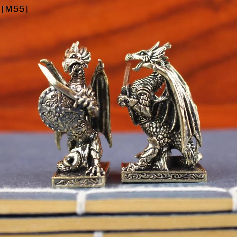 New Pure Brass Dragon Warrior Statue Desktop Ornament, European Mythology Griffin Ornament, Retro Home Feng Shui Decoration[M55]