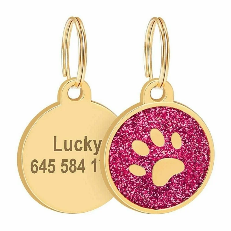 Customizable Dog Collar Address Tags Personalized Pet Cat Dog Id Tag Free Engraved Pet Name Circle Tags Anti-Lost Dog Supplies