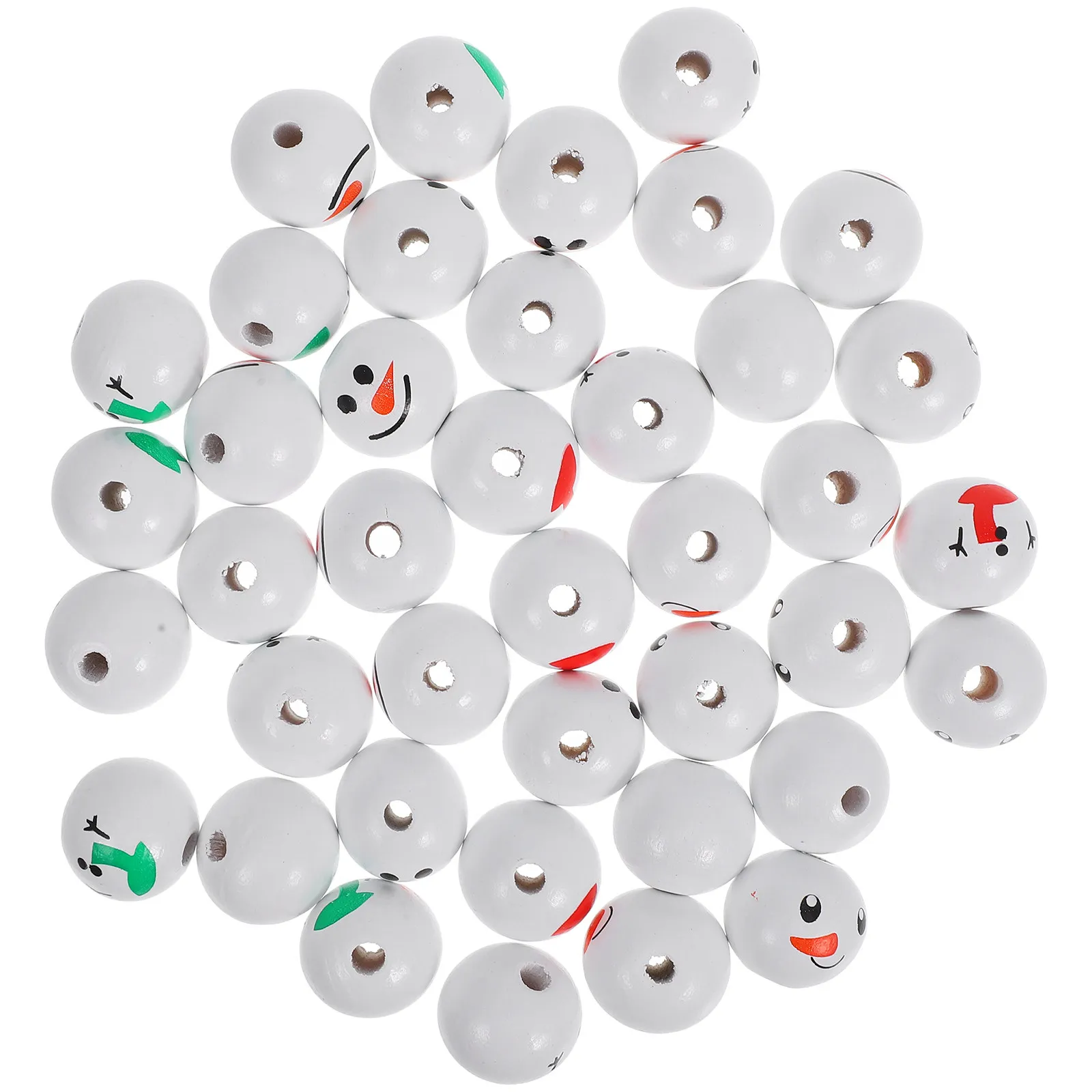 

40Pcs Snowman Face Wooden Beads DIY Christmas Garland Decorations Jewelry Craft Kit Winter Party Favors Snowman Spacer Beads