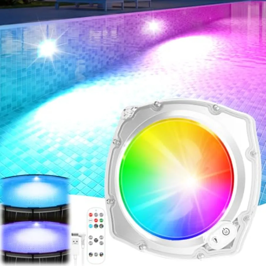 

Submersible Pool Lights with Remote High Brightness Swimming Led Pool Lights for Above Ground Pools Waterproof 9 Modes Underwat