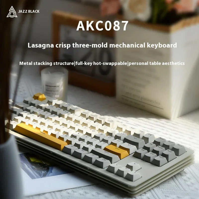 Ajazz AKC087 Mechanical Keyboard Bluetooth Wireless 3mode PBT Hot Swap Metal Stacking Structure E-sports game keyboard PC gift