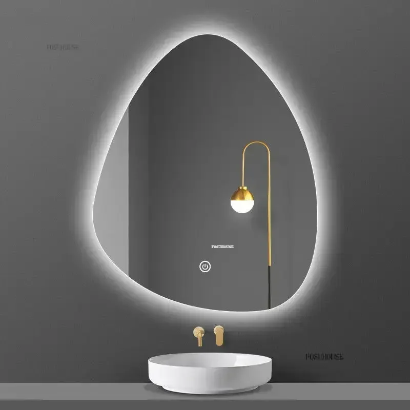 Wall Mounted Special Shaped Smart Bathroom Mirrors Water Drop Shaped Mirrors for Bathroom Multifunctional Bedroom Makeup Mirror